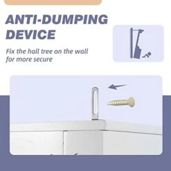 YOLENY 3-in-1 Entryway Hall Tree Storage Bench, 71" Wooden Coat Rack Bench With 5 Steel Double Hooks & Anti-Topple Anchor For Living Room, Home, Space Saving, White -Amazon Store 41vUKdQ0pnL