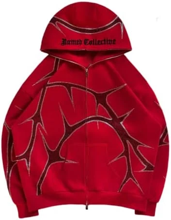 PZLDEYTAY Womens Y2K Zip Up Hoodies Men Jackets Loose Fit Y2k Graphic Print Sweatshirt Gothic Oversized Jackets With Pockets 8 PZLDEYTAY Womens Y2K Zip Up Hoodies Men Jackets Loose Fit Y2k Graphic Print Sweatshirt Gothic Oversized Jackets With Pockets - Image 6