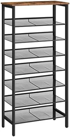 HOOBRO 8-Tier Shoe Rack, Large Capacity Shoe Shelf, Stable And Sturdy, Shoe Storage Organizer With Flat & Slant Adjustable Metal Shelves, For 21-28 Pairs Of Shoes, Space Saver, Sturdy BF18XJ01 -Amazon Store 41va7wiD8NL. AC