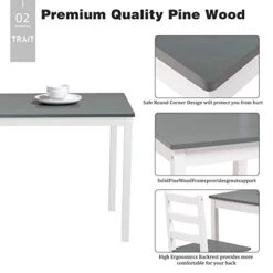 Mecor 4-Piece Kitchen Dining Table Set, Modern Solid Wood Table W/ 2 Chairs And Bench For Home Kitchen Dining Room Furniture, Grey 11 Mecor 4-Piece Kitchen Dining Table Set, Modern Solid Wood Table W/ 2 Chairs And Bench For Home Kitchen Dining Room Furniture, Grey -Amazon Store 41vaJ0pEeiL