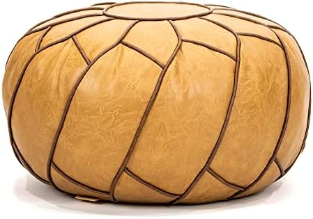 Moderner Faux Leather Pouf Unstuffed Ottoman Moroccan Footstool, Floor Footrest Cushion, Storage Solution - Natural Brown Color (Cognac, 23x11) 10 Moderner Faux Leather Pouf Unstuffed Ottoman Moroccan Footstool, Floor Footrest Cushion, Storage Solution - Natural Brown Color (Cognac, 23x11) - Image 8