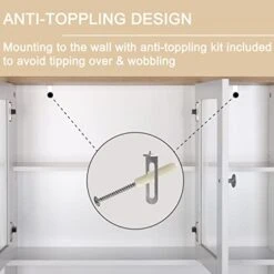 Green Hills VEIKOUS Kitchen Buffet With Hutch, 72" Kitchen Pantry Storage Cabinet With Microwave Countertop, Freestanding Cupboard With Drawer And Glass Doors, White -Amazon Store 41vi1hbiHvL