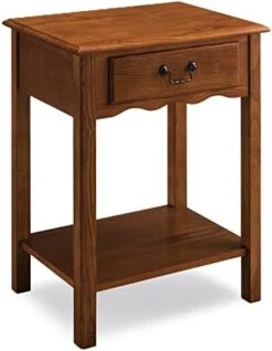 Leick Home 9017-MED One Drawer Narrow Side Table With Shelf, Hand Applied Rustic Oak Finish 10 In X 24 In X 24 In -Amazon Store 41vpDzxhpxL. AC