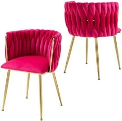 Modern Velvet Dining Chairs Set Of 2, Upholstered Living Room Chair With Woven Back And Golden Metal Legs, Mid-Century Accent Side Chair For Dining Room, Living Room, Kitchen, Vanity Room, Emerald -Amazon Store 41vqZO5OAnL. AC