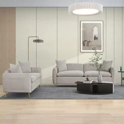 Harper & Bright Designs 2-Piece PU Leather Living Room Sofa Set, Modern Style Upholstered Sofa And Loveseat Sets With 3 Seat Sofa Couch And Loveseat Sofa For Home Or Office (2+3 Seat, Brown) -Amazon Store 41vseHeWWYL. AC