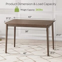 Giantex 43 Inch Rectangular Dining Table, Mid Century Modern Kitchen Table, Vintage Coffee Table W/Tabletop & Solid Wood Legs, Wood Farmhouse Table, Walnut -Amazon Store 41vuMt7DqUL