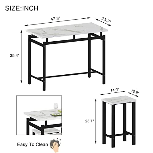 Dining Table Set For 4, 5 Pieces Kitchen Table And Chairs For Small Spaces, Bar Table And Chairs Set, Person Counter Height Table Set With 4 Chairs For Pub Restaurant Dinner Breakfast(White Statuario) 7 Dining Table Set For 4, 5 Pieces Kitchen Table And Chairs For Small Spaces, Bar Table And Chairs Set, Person Counter Height Table Set With 4 Chairs For Pub Restaurant Dinner Breakfast(White Statuario) - Image 5
