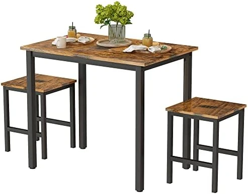 Recaceik 3 Piece Dining Table Set, Modern Bar Table Set W/ 2 Stools Kitchen Table Set For 2 Compact Design Kitchen Bar Table And Chairs For Dining Room, Living Room, Apartment, Small Space (Beige) 11 Recaceik 3 Piece Dining Table Set, Modern Bar Table Set W/ 2 Stools Kitchen Table Set For 2 Compact Design Kitchen Bar Table And Chairs For Dining Room, Living Room, Apartment, Small Space (Beige) - Image 9