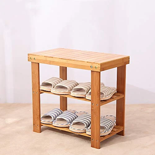 Dporticus 2-Tier Bamboo Shoe Bench Rack Shoe Storage Organizer Seat Entryway Hallway Furniture 19.7" X 10.6" X 17.5" (L X W X H) For Small Apartments 4 Dporticus 2-Tier Bamboo Shoe Bench Rack Shoe Storage Organizer Seat Entryway Hallway Furniture 19.7" X 10.6" X 17.5" (L X W X H) For Small Apartments - Image 2