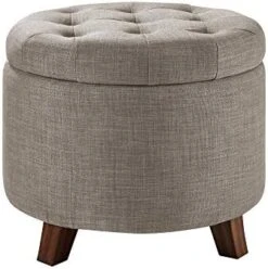 Amazon Basics Upholstered Tufted Storage Ottoman Footstool, 20"H, Burlap Beige -Amazon Store 41vzjmBxGFL. AC