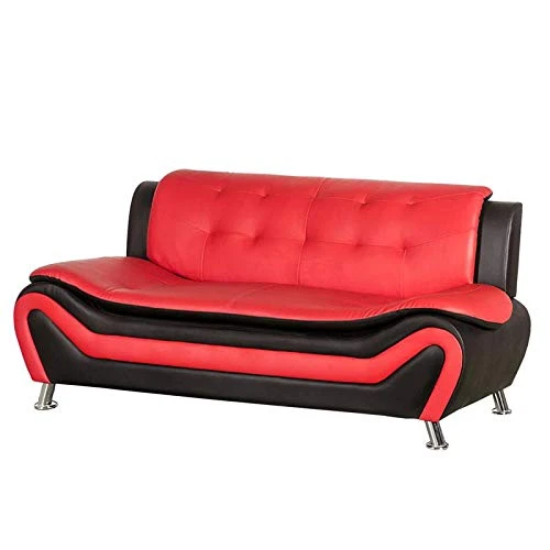 Home Square 3 Piece Living Room Set With Sofa Loveseat And Armchair In Black/Red 6 Home Square 3 Piece Living Room Set With Sofa Loveseat And Armchair In Black/Red - Image 4