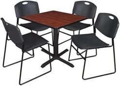 Cain 36" Square Breakroom Table- Grey & 4 Zeng Stack Chairs- Black -Amazon Store 41w2gewyogL. AC