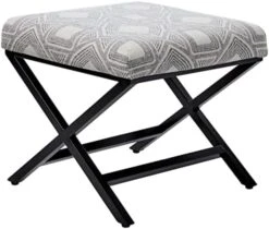 Homepop Home Decor | Modern Square Ottoman With Metal X Base | Ottoman For Living Room & Bedroom | Decorative Home Furniture (Tan And Cream Awning Stripe) -Amazon Store 41wFdoh9fnL. AC