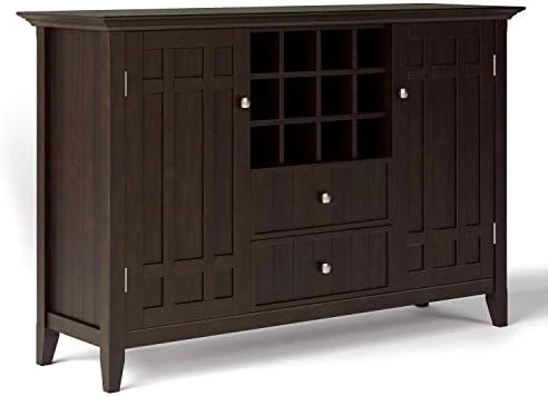 SIMPLIHOME Bedford SOLID WOOD 54 Inch Wide Rustic Sideboard Buffet And Winerack In White With Storage, 2 Drawers And 2 Shelves, For The Living Room, Rustic 13 SIMPLIHOME Bedford SOLID WOOD 54 Inch Wide Rustic Sideboard Buffet And Winerack In White With Storage, 2 Drawers And 2 Shelves, For The Living Room, Rustic - Image 11