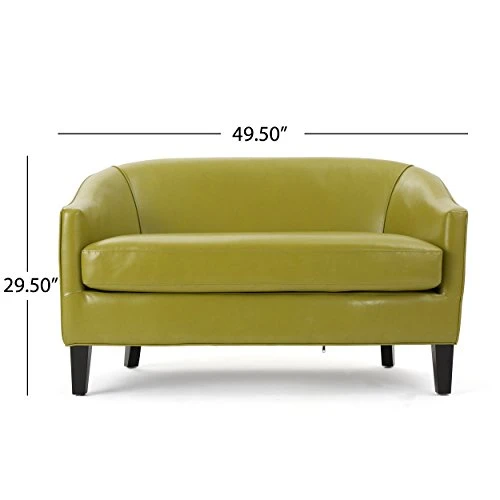 Isolde Modern Petite Loveseat (Fabric Or Leather) (Green Leather) 4 Isolde Modern Petite Loveseat (Fabric Or Leather) (Green Leather) - Image 2