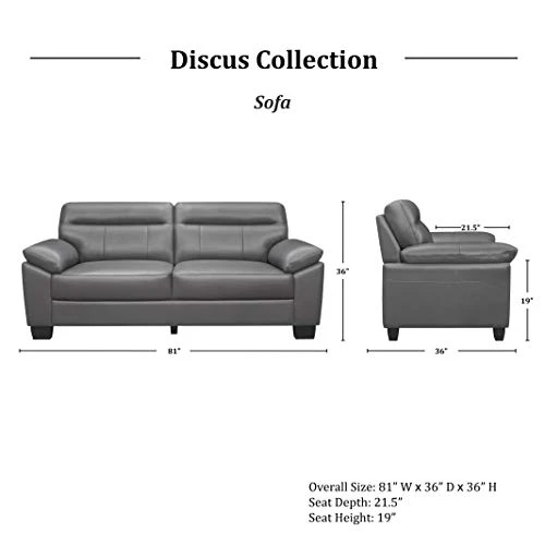 Homelegance 3-Piece Fabric Sofa Set, Dark Gray 5 Homelegance 3-Piece Fabric Sofa Set, Dark Gray - Image 3