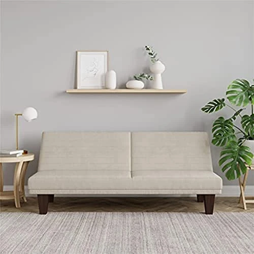 YTYZC Convertible Futon Couch Bed With Microfiber Upholstery And Wood Legs - Tan 4 YTYZC Convertible Futon Couch Bed With Microfiber Upholstery And Wood Legs - Tan - Image 2