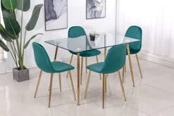 Pozbee Velvet Dining Chairs Set Of 4, Midcentury Modern Kitchen Chairs With Gold Chrome Legs, Elegant Dining Room Chairs (Dark Green) -Amazon Store 41wTtnK2kuL