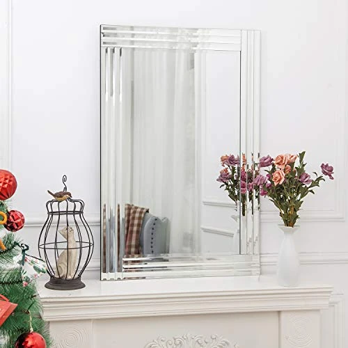 RICHTOP Wall Mirror Triple Bevelled Edges Rectangle Large Silver Wall Mounted Mirror For Living Room, Hallway,Office(90X60CM) 4 RICHTOP Wall Mirror Triple Bevelled Edges Rectangle Large Silver Wall Mounted Mirror For Living Room, Hallway,Office(90X60CM) - Image 2