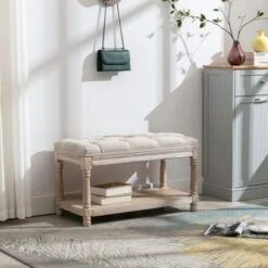 Janoray Farmhouse Storage Bench Wooden Entryway Linen Upholstered Ottoman Button Tufted Bench For Bedroom End Of Bed Hallway Organizer, Beige, 32 Inch 20 Janoray Farmhouse Storage Bench Wooden Entryway Linen Upholstered Ottoman Button Tufted Bench For Bedroom End Of Bed Hallway Organizer, Beige, 32 Inch -Amazon Store 41wiVhorbFL