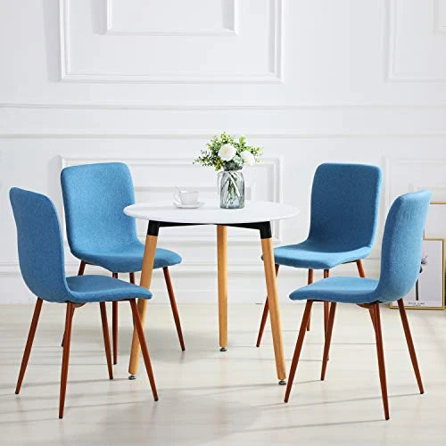 Dining Chairs Set Of 4 Dining Room Chairs Kitchen Chairs With Fabric Cushion Seat Back Outdoor Farmhouse Modern Upholstered Chair With Metal Legs, Create A Sweet And Cozy Eating Time With Family, Blue 6 Dining Chairs Set Of 4 Dining Room Chairs Kitchen Chairs With Fabric Cushion Seat Back Outdoor Farmhouse Modern Upholstered Chair With Metal Legs, Create A Sweet And Cozy Eating Time With Family, Blue - Image 4