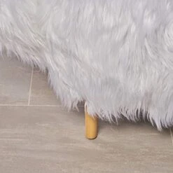 Christopher Knight Home Kamla Furry Yak Ottoman, White, Natural Finish -Amazon Store 41woCVHJJlL