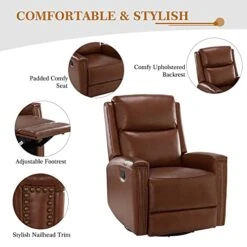 HULALA HOME Genuine Leather Swivel Rocker Recliners Set Of 2, Manual Glider Recliner Chairs With Adjustable Backrest & Footrest, Modern Home Theater Sofa Armchairs For Living Room Bedroom, Brown 22 HULALA HOME Genuine Leather Swivel Rocker Recliners Set Of 2, Manual Glider Recliner Chairs With Adjustable Backrest & Footrest, Modern Home Theater Sofa Armchairs For Living Room Bedroom, Brown -Amazon Store 41wpr9zzZ5L