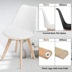 Giantex Set Of 4 Modern Dining Chairs, High Backrest Kitchen Chairs, Elegant Mid Century Side Chairs W/Padded Seat, Solid Wood Legs, Upholstered Tulip Chair For Dining Room, Living Room (White) 13 Giantex Set Of 4 Modern Dining Chairs, High Backrest Kitchen Chairs, Elegant Mid Century Side Chairs W/Padded Seat, Solid Wood Legs, Upholstered Tulip Chair For Dining Room, Living Room (White) -Amazon Store 41wqgXiIW5L