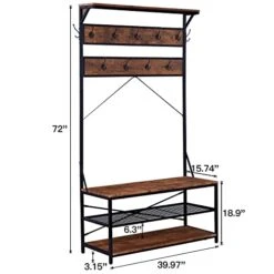3-in-1 Entryway Coat Rack,Vintage Industrial Hall Tree 72 Inch With Storage Bench And Coat Racks Entryway Storage Shelf Organizer With 9 Hooks, Large Size, Wood Look Accent Furniture With Metal Frame 11 3-in-1 Entryway Coat Rack,Vintage Industrial Hall Tree 72 Inch With Storage Bench And Coat Racks Entryway Storage Shelf Organizer With 9 Hooks, Large Size, Wood Look Accent Furniture With Metal Frame -Amazon Store 41wsKMbVVFL