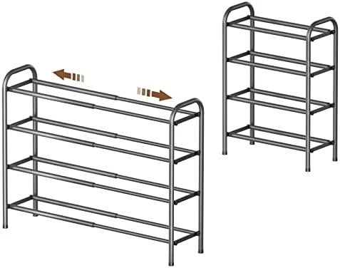 2-Tier Expandable Shoe Rack,Adjustable Shoe Shelf Storage Organizer Heavy Duty Metal Free Standing Shoe Rack For Entryway Closet Doorway (Gray) 8 2-Tier Expandable Shoe Rack,Adjustable Shoe Shelf Storage Organizer Heavy Duty Metal Free Standing Shoe Rack For Entryway Closet Doorway (Gray) - Image 6