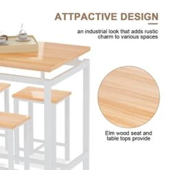 AWQM Bar Table Set,5 Pcs Dining Table Set,Counter Height Table With 4 Chairs,Industrial Kitchen Table And Chairs For 4, Wood Pub Table Set, Dining Room Table Set For Small Spcace,Beige -Amazon Store 41wzcDZdtzL
