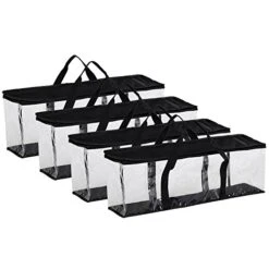 Fasmov Set Of 4 DVD Storage Bags Hold Up To 160 DVDs (40 Each Bag), Water Resistant DVD Holder Case With Handles, Transparent PVC Media Storage For DVDs, CDs, Video Games, Books