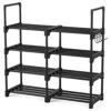 ROJASOP Shoe Rack Storage Organizer For Closet Entryway,16 Pairs 4-Tier Stackable Shoe Shelf For Hallway Bedroom Garage Dorm With Side Hooks Black Free Standing Space Saving Shoe Rack 1 ROJASOP Shoe Rack Storage Organizer For Closet Entryway,16 Pairs 4-Tier Stackable Shoe Shelf For Hallway Bedroom Garage Dorm With Side Hooks Black Free Standing Space Saving Shoe Rack -Amazon Store 41x9fwZ9LoL
