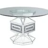 Acme Furniture Noralie Dining Table, Clear Glass, Mirrored & Faux Diamonds -Amazon Store 41xB3GovufL