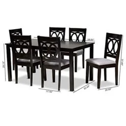 Baxton Studio Barret Dining Set And Dining Set Grey Fabric Upholstered Espresso Brown Finished Wood 7-Piece Dining Set -Amazon Store 41xE8kGxnNL