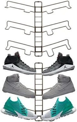 MDesign Modern Metal Shoe Organizer Display & Storage Shelf Rack - Adjustable Shelves Hang & Store Kicks, Running, Basketball, Tennis Shoes - 3 Tier, Each Wall Mount Unit Holds 6 Shoes, 2 Pack, Satin 16 MDesign Modern Metal Shoe Organizer Display & Storage Shelf Rack - Adjustable Shelves Hang & Store Kicks, Running, Basketball, Tennis Shoes - 3 Tier, Each Wall Mount Unit Holds 6 Shoes, 2 Pack, Satin -Amazon Store 41xFgrEptLL. AC
