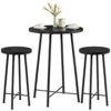 VECELO 3-Piece Table Sets, Round Bistro Pub Furniture And Chairs Set Of 2, Counter Height Wood Top,Small Spaces Saving For Dining Room Breakfast, Black -Amazon Store 41xFvj5j3zL