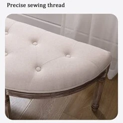ADKINC Half Moon French Vintage Bench With Padded Seat & Rubberwood Legs, 27" Upholstered Entryway Bench & Dining Bench, Tufted Fabric End Of Bed Bench For Bedroom Living Room Hallway More -Amazon Store 41xGGxTsc2L