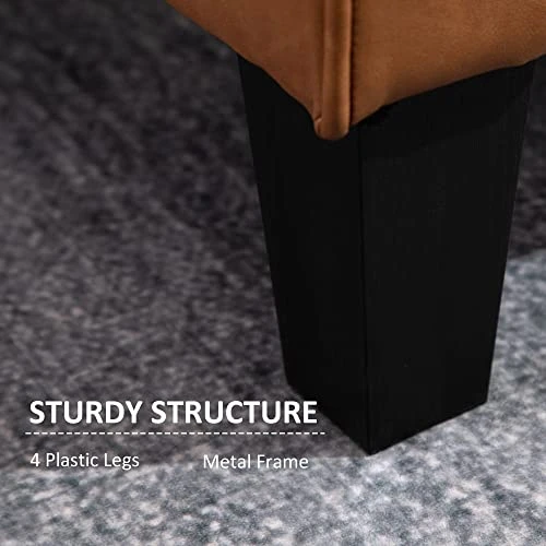 HOMCOM 51" Wide Loveseat With Armrest, 2-Seater Tufted PU Leather Double Sofa, Brown 4 HOMCOM 51" Wide Loveseat With Armrest, 2-Seater Tufted PU Leather Double Sofa, Brown - Image 2