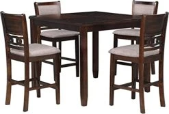 New Classic Furniture Gia 5-Piece Dining Table With Four Chairs, 42" Counter Set, Cherry