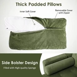 Giantex Large Couch, 3 Seat Sectional Sofa Set, L-Shaped Modular Sleeper With Convertible Chaise Lounge, USB Ports, 3-Hole Socket, Storage Box, 2 Bolsters, Family Apartment Living Room, Green 20 Giantex Large Couch, 3 Seat Sectional Sofa Set, L-Shaped Modular Sleeper With Convertible Chaise Lounge, USB Ports, 3-Hole Socket, Storage Box, 2 Bolsters, Family Apartment Living Room, Green -Amazon Store 41xMp5MTcRL