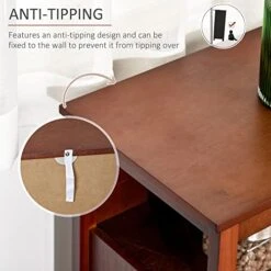 HOMCOM Sideboard Buffet Cabinet, Kitchen Cabinet With Open Shelf, Glass Doors And Adjustable Shelf, Accent Cabinet For Living Room, Cherry -Amazon Store 41xQMmXGzNL