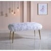 Bench In White Fur Gold For Living Room And Dining Modern Contemporary Upholstered Wood Finish 2 Bench In White Fur Gold For Living Room And Dining Modern Contemporary Upholstered Wood Finish -Amazon Store 41xS5WCNXTL