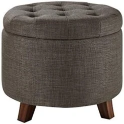 Amazon Basics Upholstered Tufted Storage Ottoman Footstool, 20"H, Burlap Beige -Amazon Store 41xfPNCsMTL. AC
