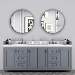 MZON 28 Inch Frameless Round Mirror,Circle Wall Mirror With Beveled Polished Edge For Bathroom, Vanity, Entryways