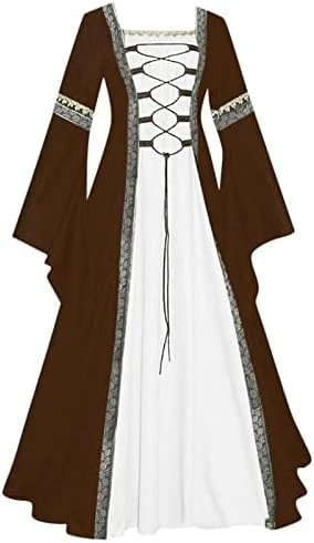 JEGULV Womens Irish Faire Renaissance Dress Pirate Costume 18th Medieval Dress Chemise Peasant Dress Halloween Gown Dresses 15 JEGULV Womens Irish Faire Renaissance Dress Pirate Costume 18th Medieval Dress Chemise Peasant Dress Halloween Gown Dresses - Image 13