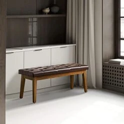 HUIMO Dining Leather Bench,Button-Tufted Entryway Bench, Kitchen Leather Seat Dining, Bedroom End Of Bench, Ottoman Bench, Living Room Solid Wood Indoor Bench,Brown 19 HUIMO Dining Leather Bench,Button-Tufted Entryway Bench, Kitchen Leather Seat Dining, Bedroom End Of Bench, Ottoman Bench, Living Room Solid Wood Indoor Bench,Brown -Amazon Store 41xsBC2fi0L