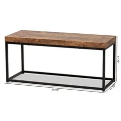 Baxton Studio Bardot Benches, Walnut Brown/Black