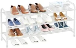 YMYNY Freestanding Shoe Racks, 3 Tiers Stackable & Adjustable Shoe Storage Shelf, Metal Wire Grid Shoe Organizer For 12-16 Pairs, For Entryway, Closet, Bedroom, Black, 26.8" L, UHXJ301B 25 YMYNY Freestanding Shoe Racks, 3 Tiers Stackable & Adjustable Shoe Storage Shelf, Metal Wire Grid Shoe Organizer For 12-16 Pairs, For Entryway, Closet, Bedroom, Black, 26.8" L, UHXJ301B -Amazon Store 41xwyQgzpML. AC