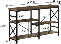 OIAHOMY Industrial Sofa Table,Console Table,3-Tier Industrial Rustic Hallway/Entryway Table,Easy Assembly,for Entryway, Living Room (Rustic Brown) 13 OIAHOMY Industrial Sofa Table,Console Table,3-Tier Industrial Rustic Hallway/Entryway Table,Easy Assembly,for Entryway, Living Room (Rustic Brown) -Amazon Store 41y3IdIVp4L